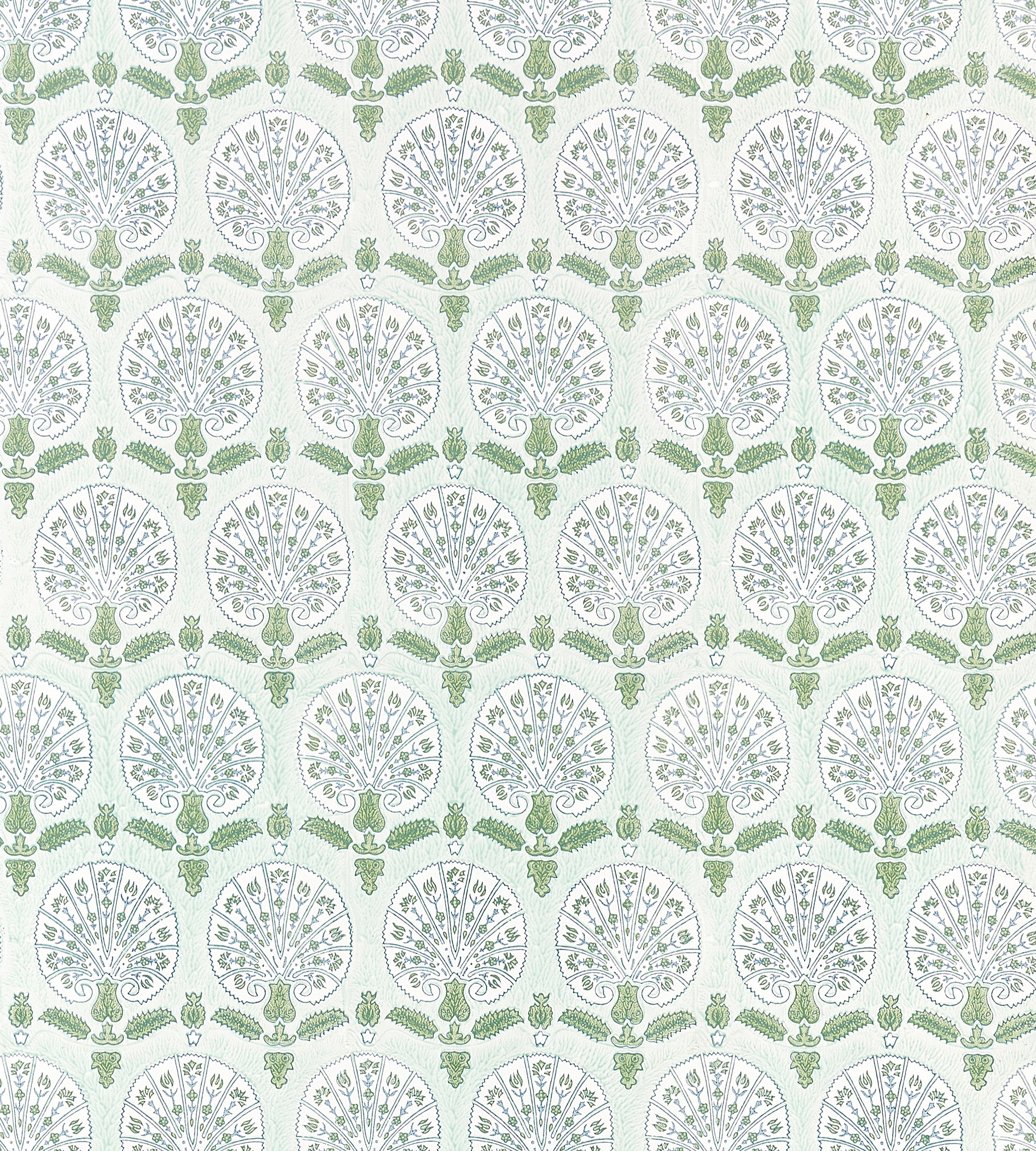 Scalamandre Karanfil Block Print Wallpaper Green Tea Wallcovering Sample SCWP885600003