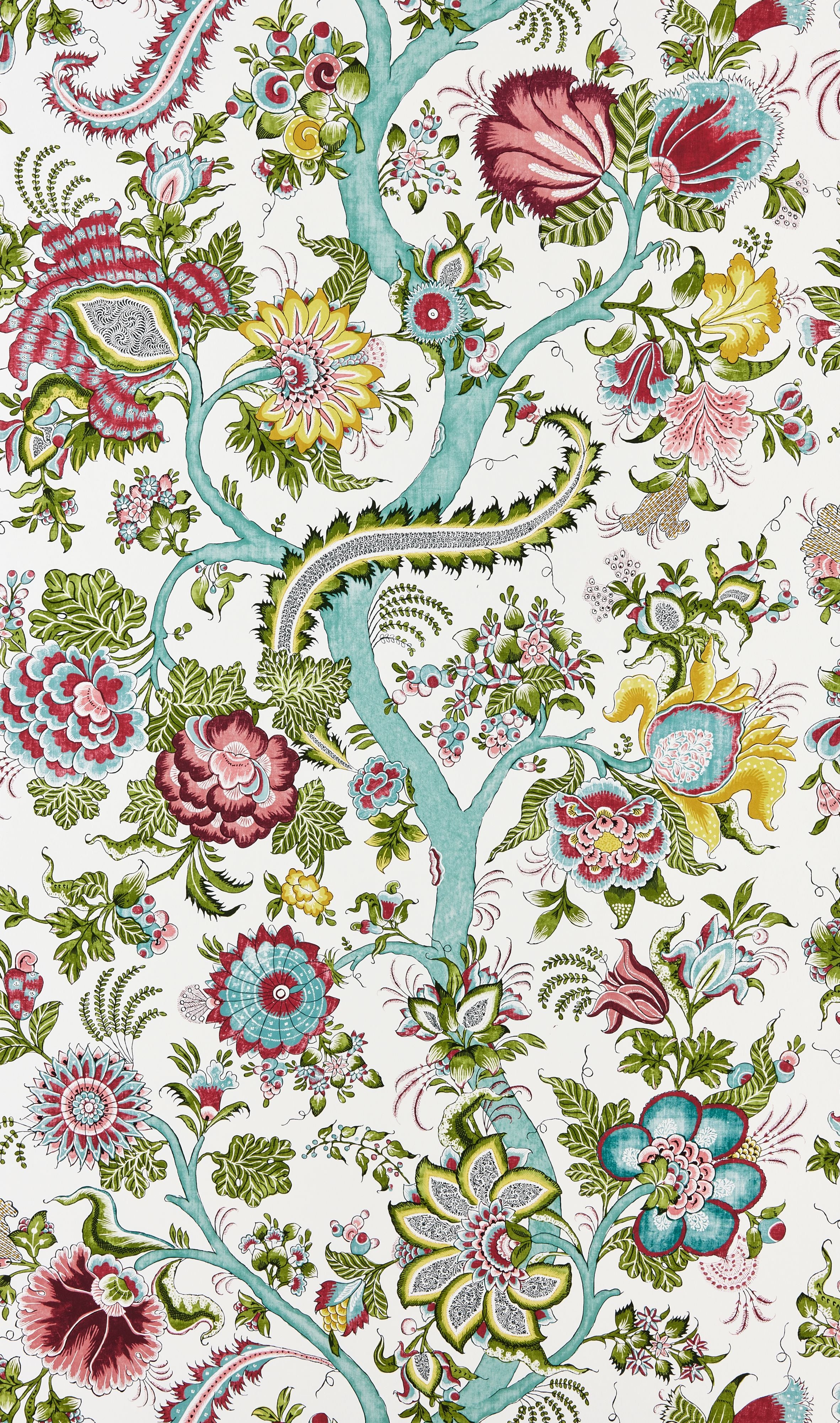Scalamandre Metropolitan Palampore Flower Garden Wallpaper Sample SCWP885610003