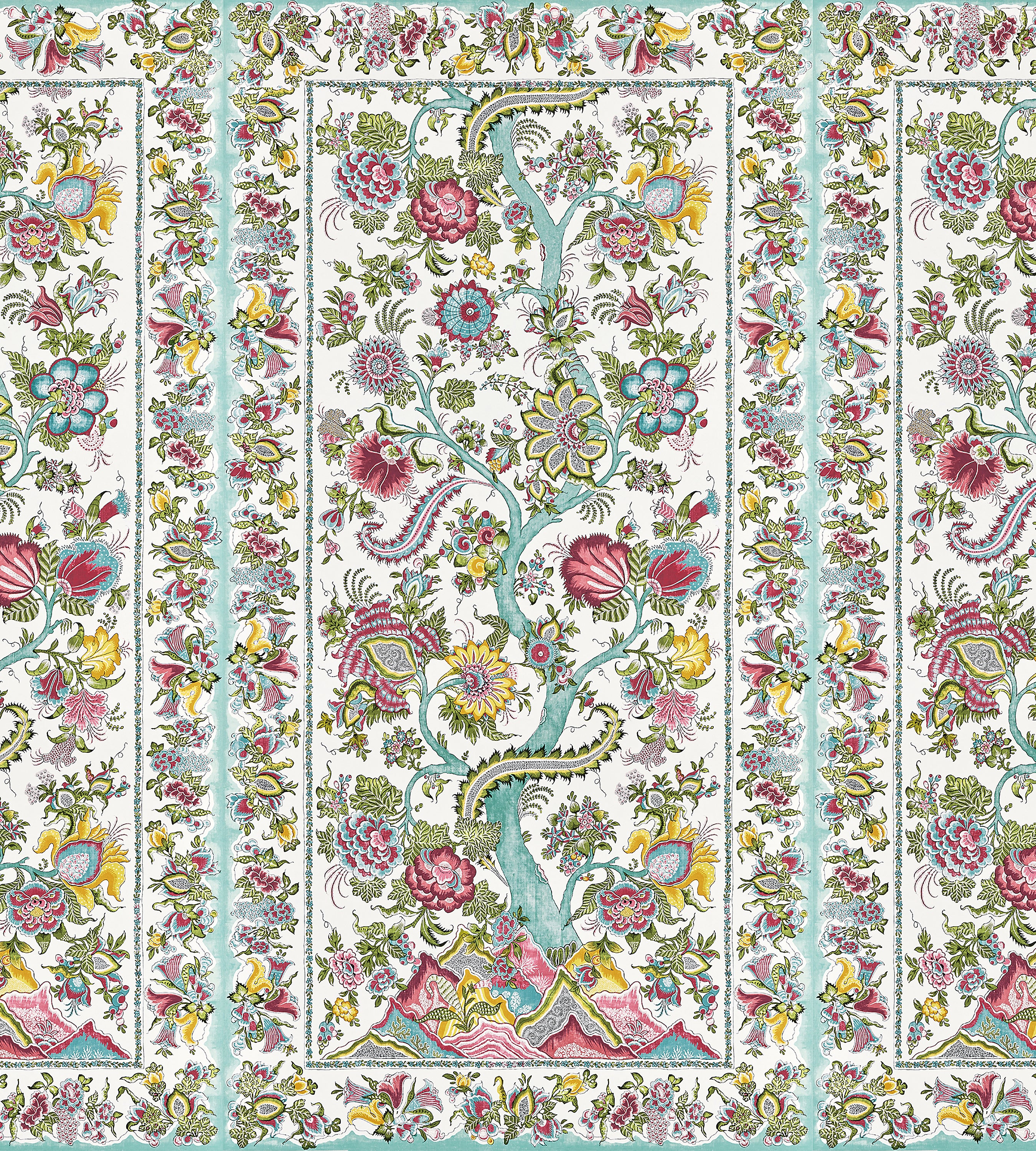 Scalamandre Metropolitan Palampore - Mural Flower Garden Wallcovering Sample SCWP885670003