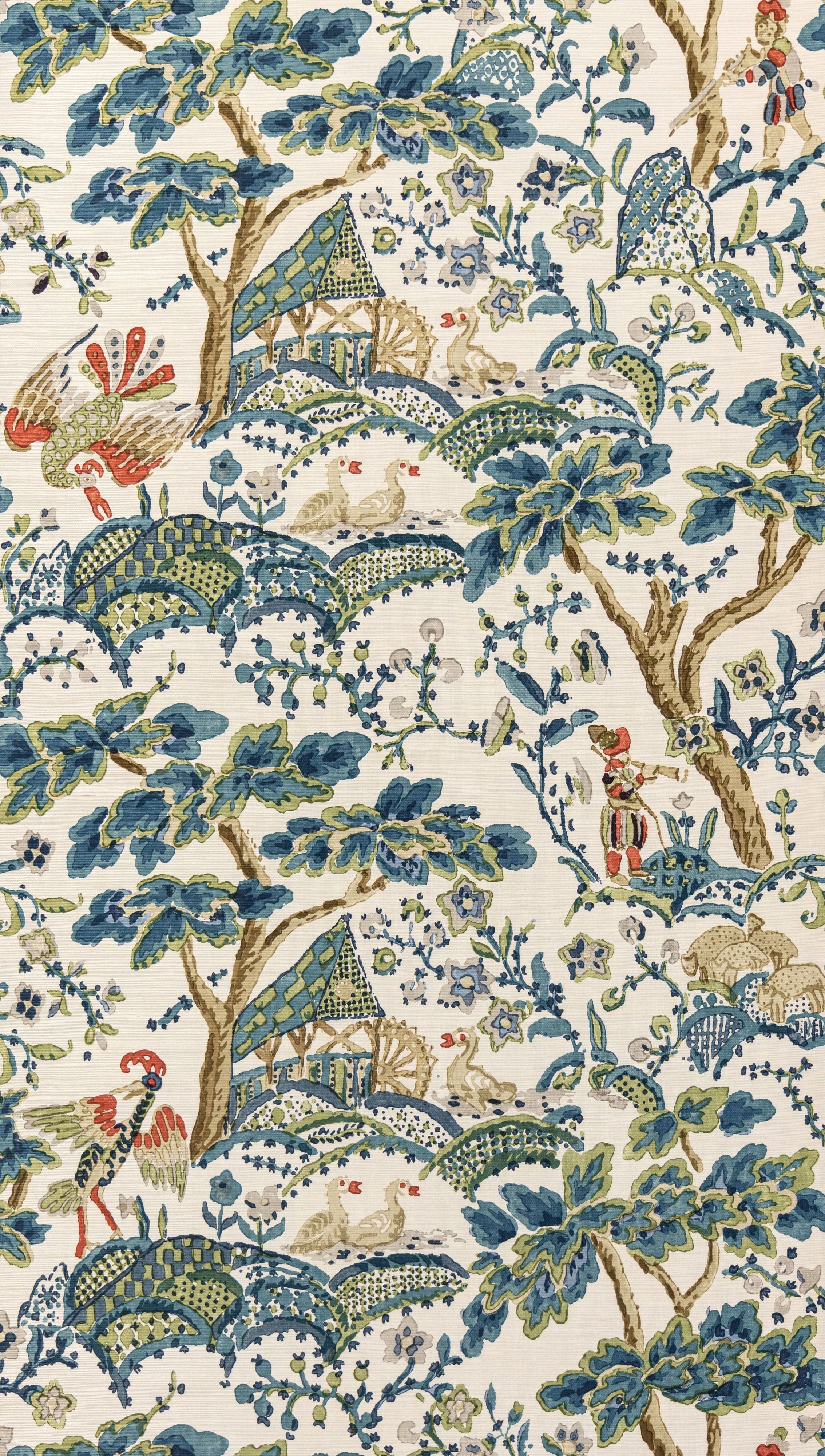 Scalamandre Kelmescott Peacock On Sand Wallpaper Sample SCWP885880003