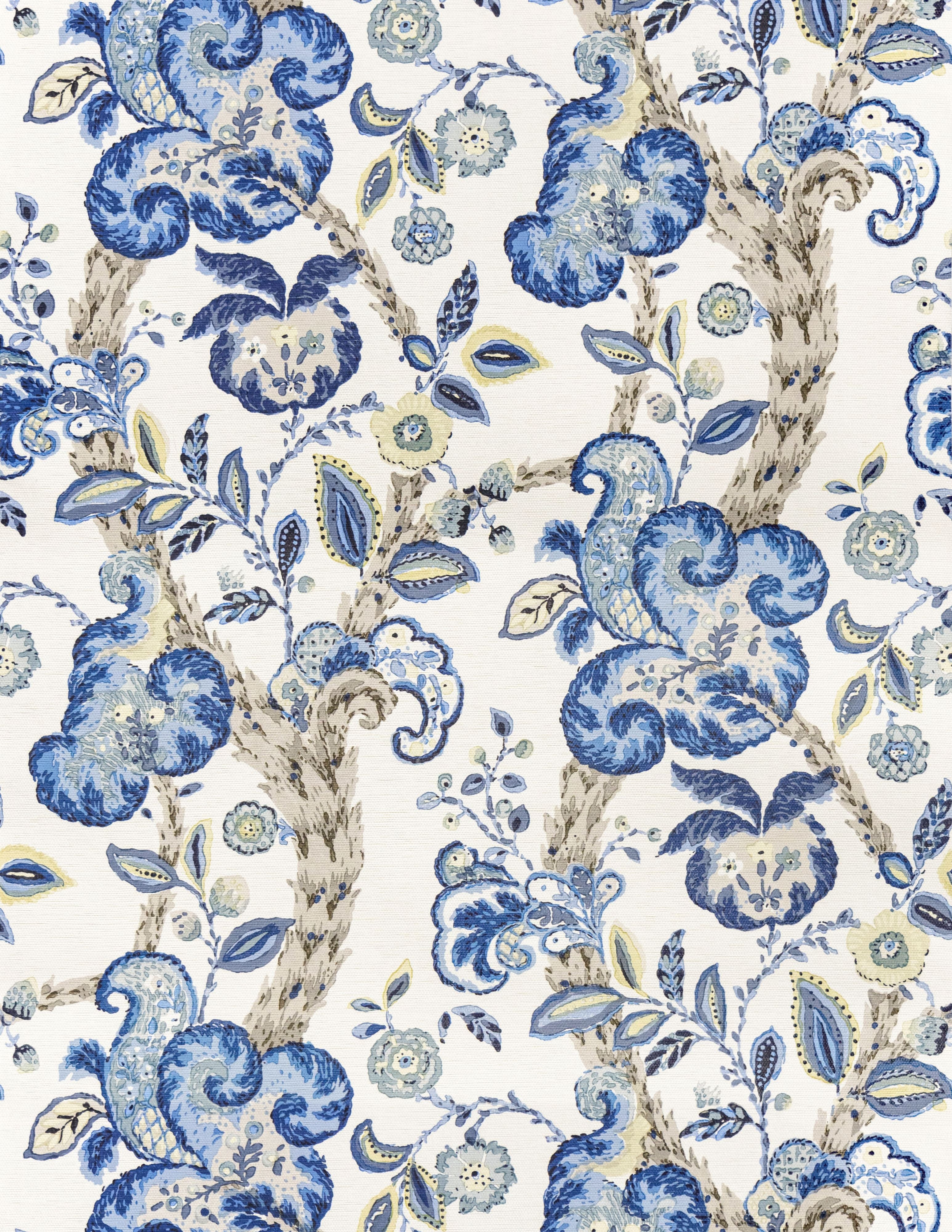 Scalamandre Cumbria China Blue On Ivory Wallpaper SCWP885890003