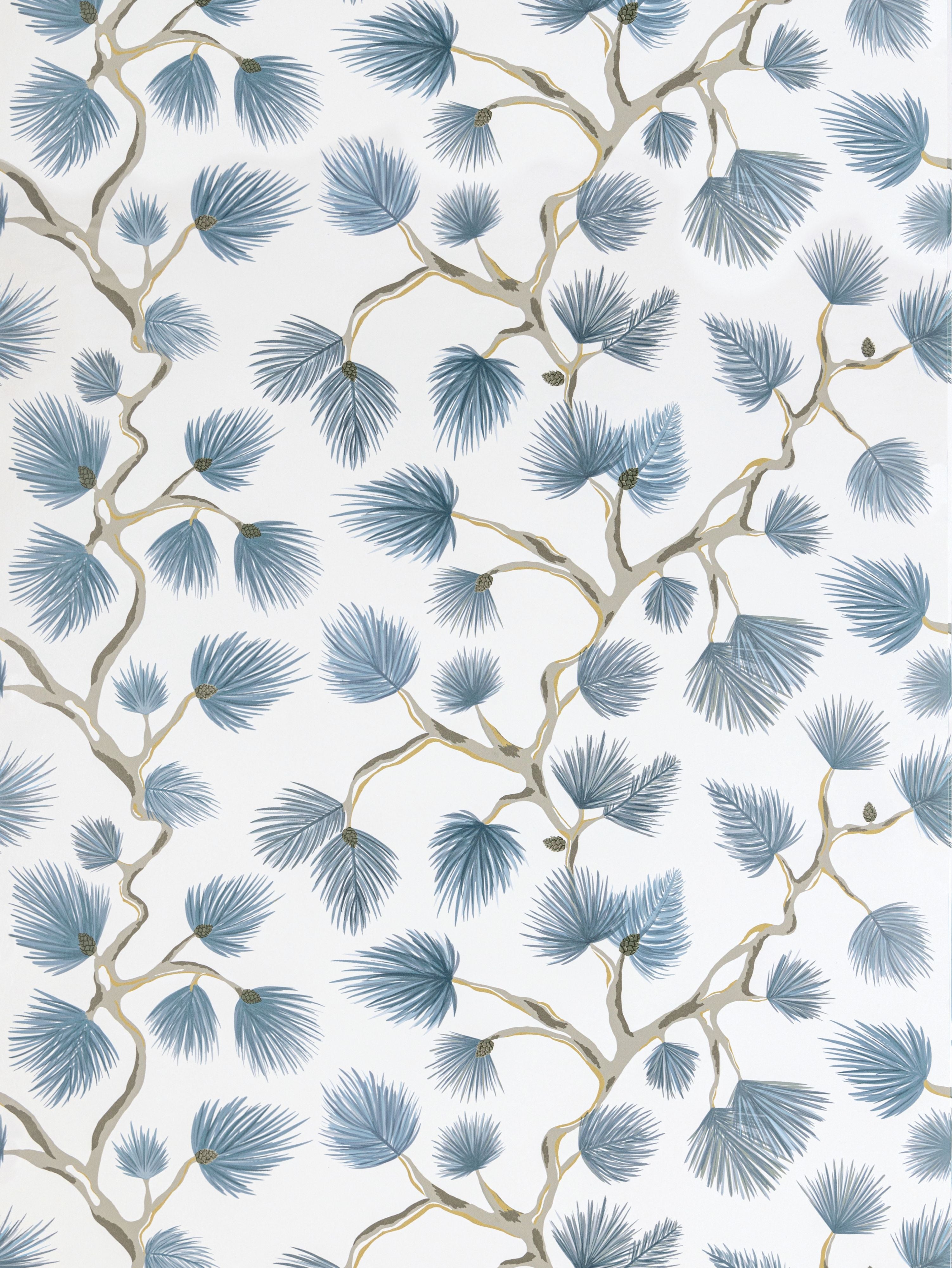 Scalamandre Pignoli Blue Jay Wallpaper Sample SC 0003WP88593D