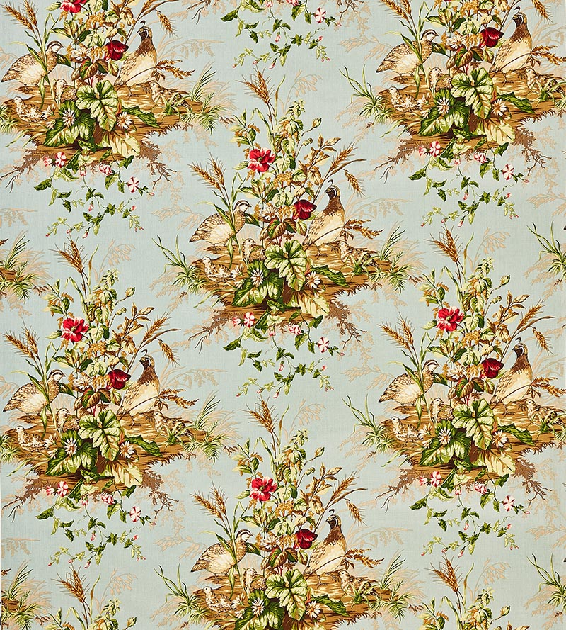 Scalamandre Edwin'S Covey Linen Print Multi On London Blue Fabric SC163100004
