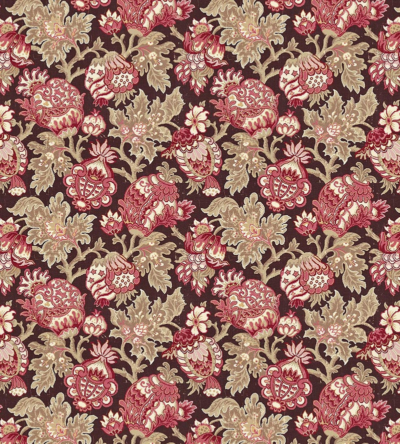 Scalamandre Canterbury Linen Print Mulberry Fabric SC165930004