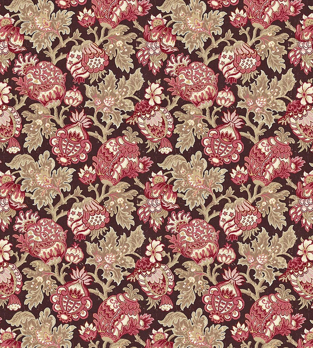 Scalamandre Canterbury Linen Print Mulberry Fabric SC165930004