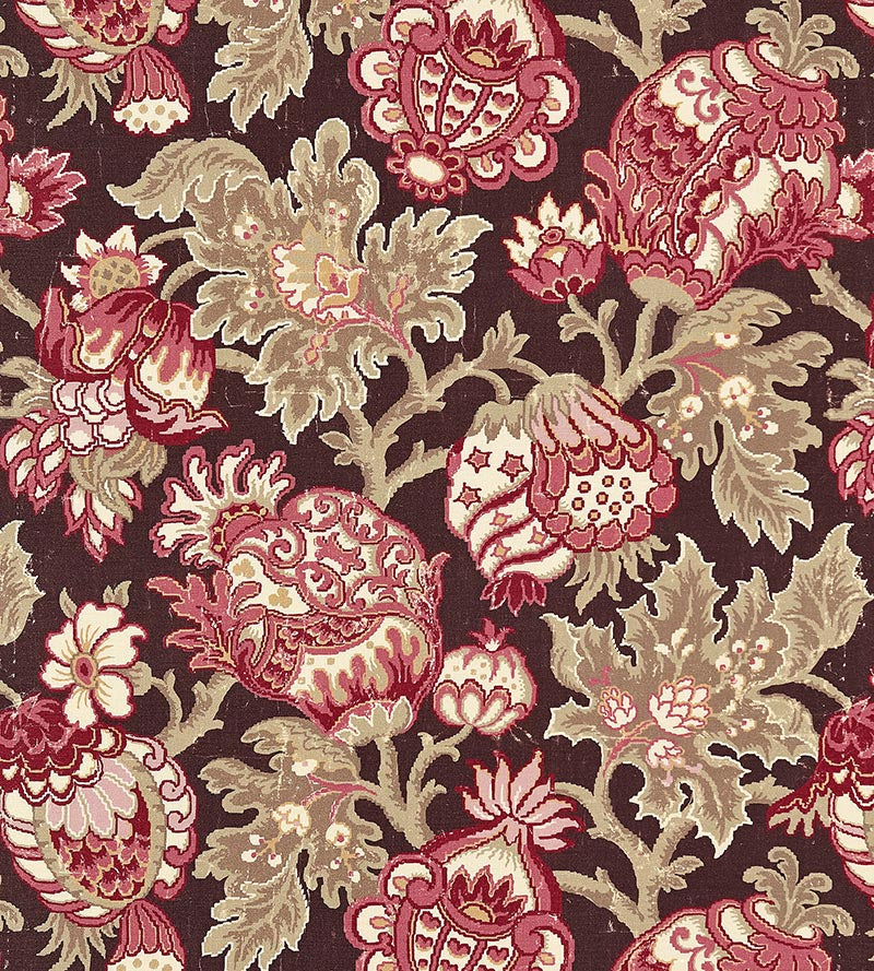 Scalamandre Canterbury Linen Print Mulberry Fabric SC165930004