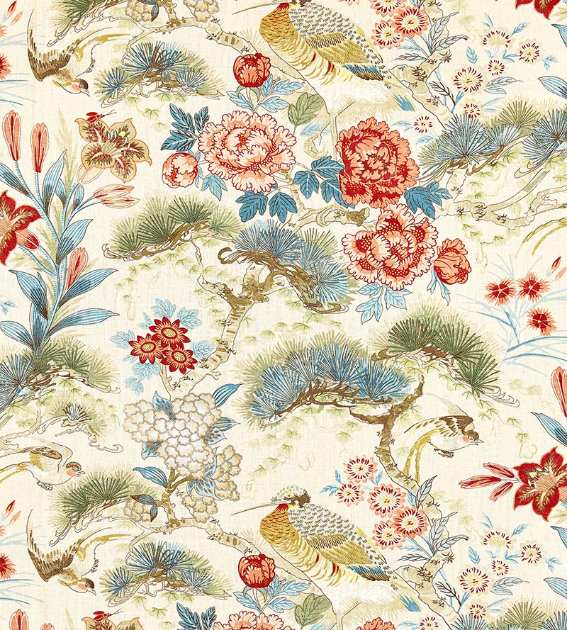 Scalamandre Shenyang Linen Print Sandalwood Fabric Sample SC166010004