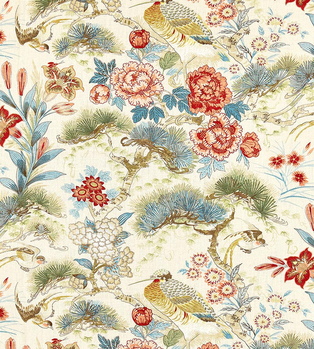 Scalamandre Shenyang Linen Print Sandalwood Fabric Sample SC166010004