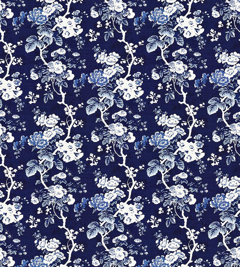 Scalamandre Ascot Linen Print Indigo Fabric SC166020004