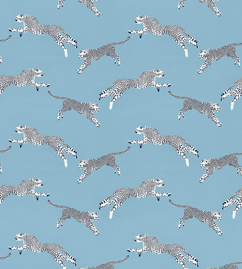 Scalamandre Leaping Cheetah Cotton Print Cloud Nine Fabric Sample SC166340004
