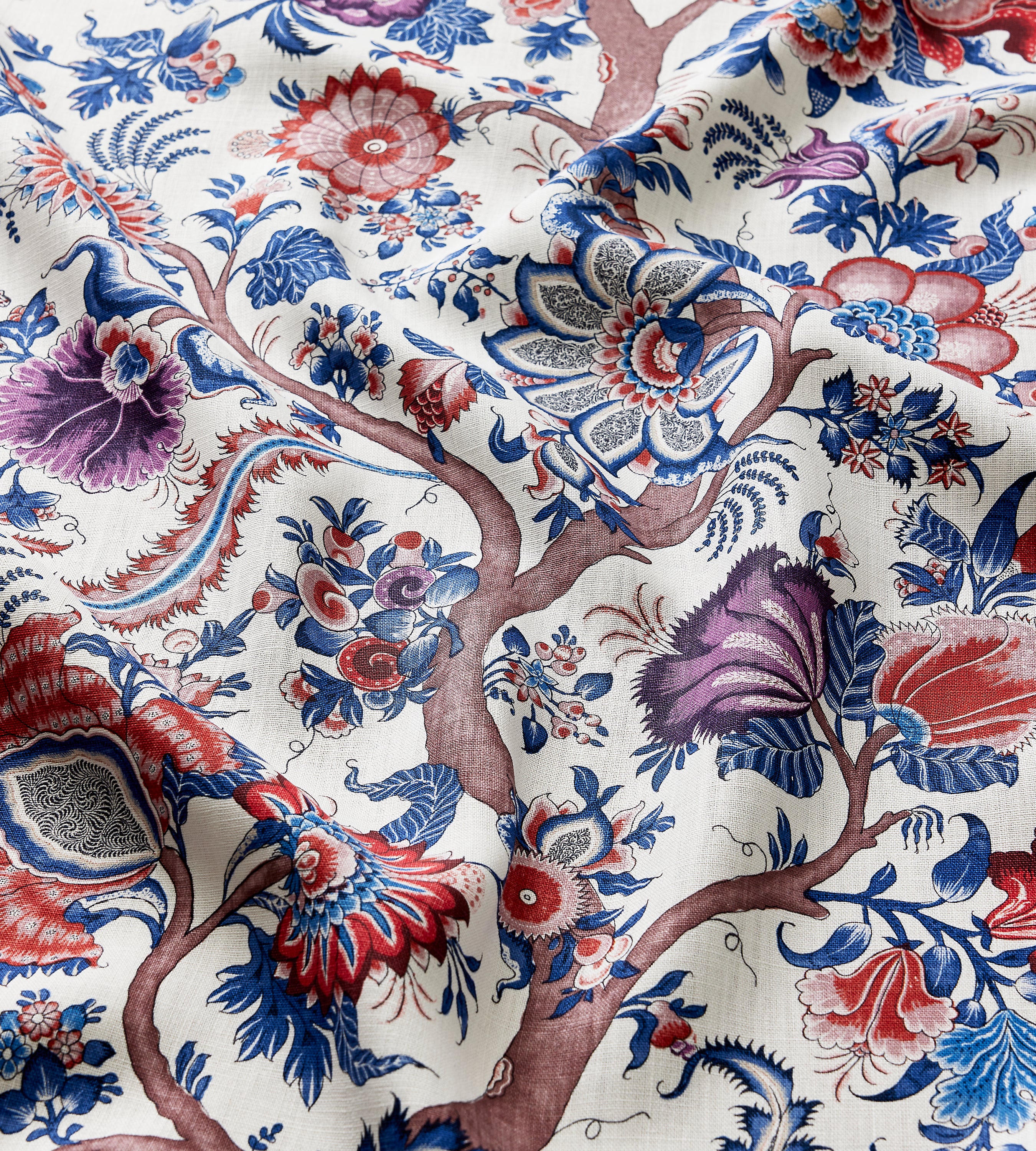 Scalamandre Metropolitan Palampore Print Red Multi Fabric Sample SC166490004