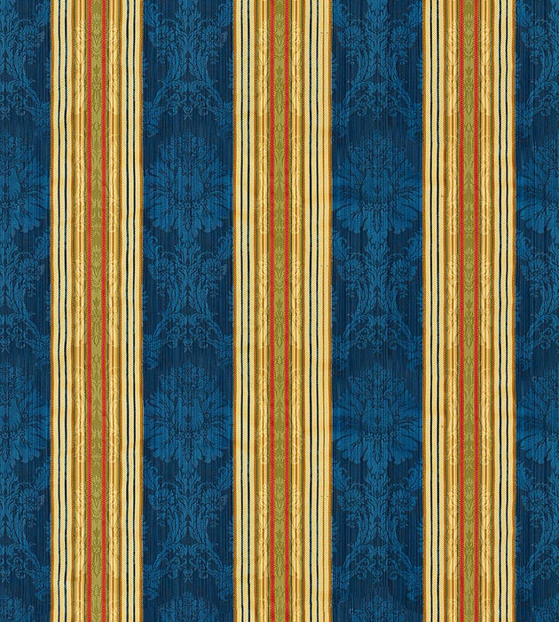 Scalamandre Santa Margarita Multi On Cobalt Fabric Sample SC261660004