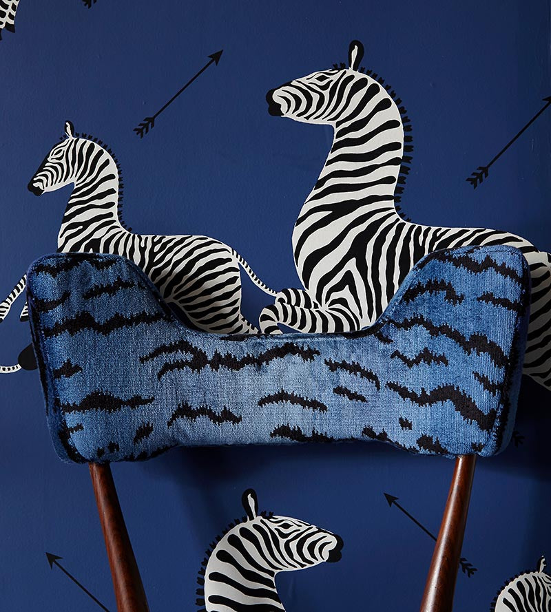 Scalamandre Tigre Blues & Black Fabric SC26167MMA0004