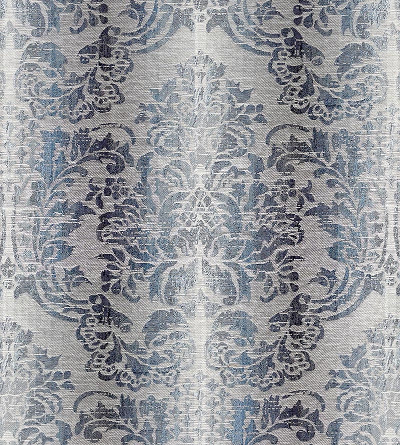 Scalamandre Sorrento Linen Damask Indigo Fabric Sample SC270930004