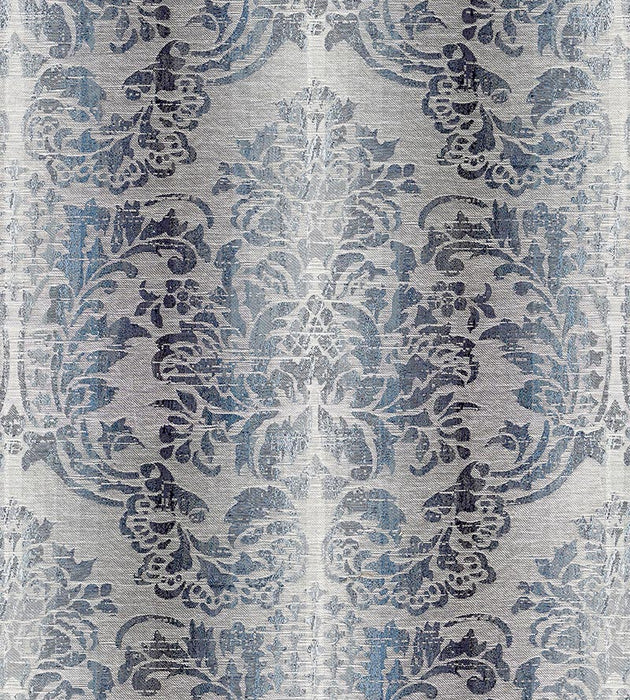 Scalamandre Sorrento Linen Damask Indigo Fabric Sample SC270930004