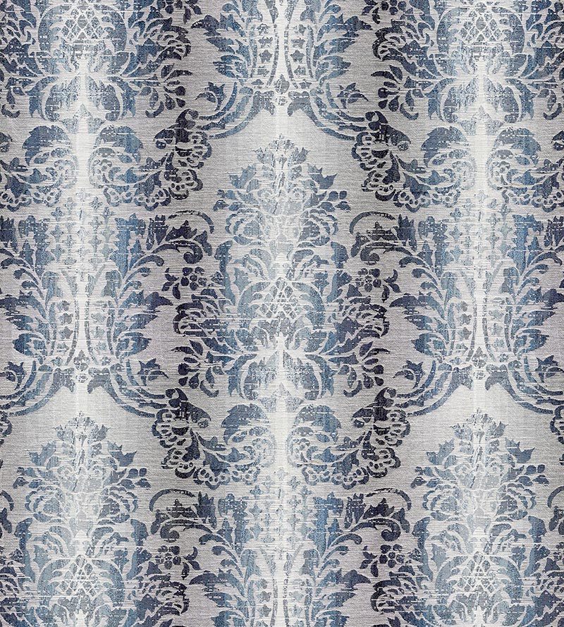 Scalamandre Sorrento Linen Damask Indigo Fabric Sample SC270930004