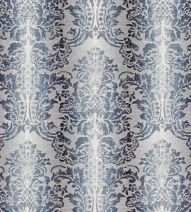 Scalamandre Sorrento Linen Damask Indigo Fabric Sample SC270930004