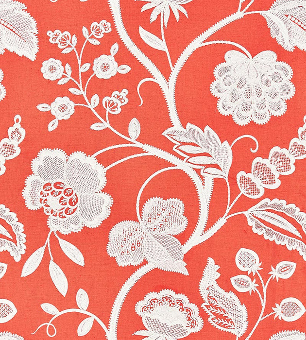 Scalamandre Kensington Embroidery Coral Fabric Sample SC271510004