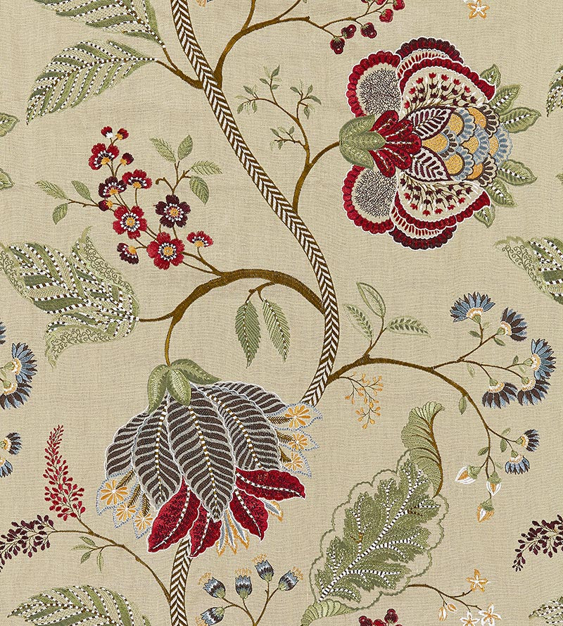 Scalamandre Palampore Embroidery Cinnamon Fabric Sample SC271750004