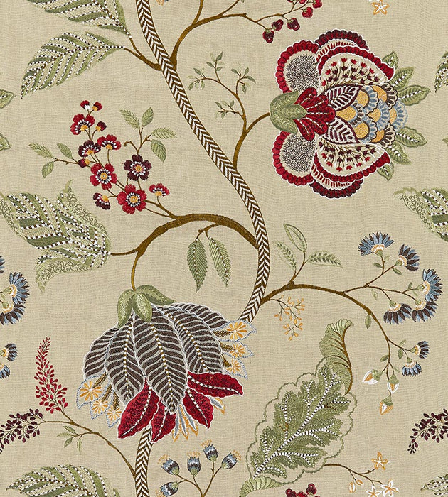 Scalamandre Palampore Embroidery Cinnamon Fabric Sample SC271750004