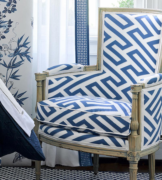 Scalamandre Canton Fret Applique Porcelain Fabric Sample SC272180004