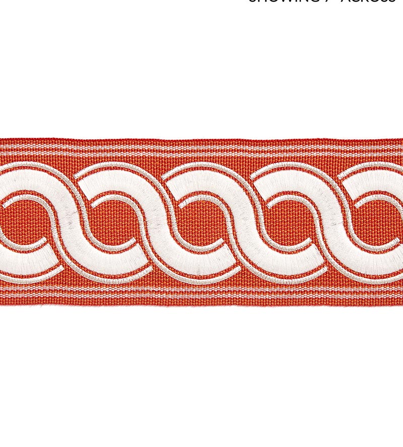 Scalamandre Guilloche Embroidered Tape Coral Trim Sample SCT32830004