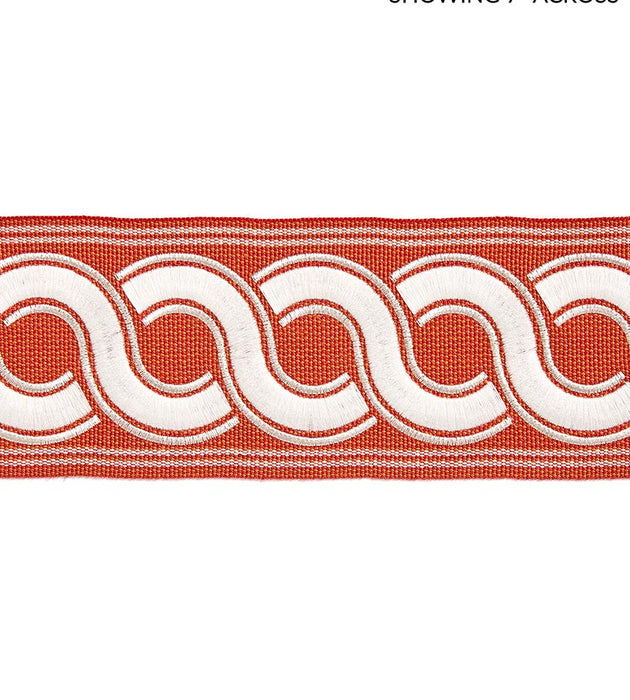 Scalamandre Guilloche Embroidered Tape Coral Trim Sample SCT32830004