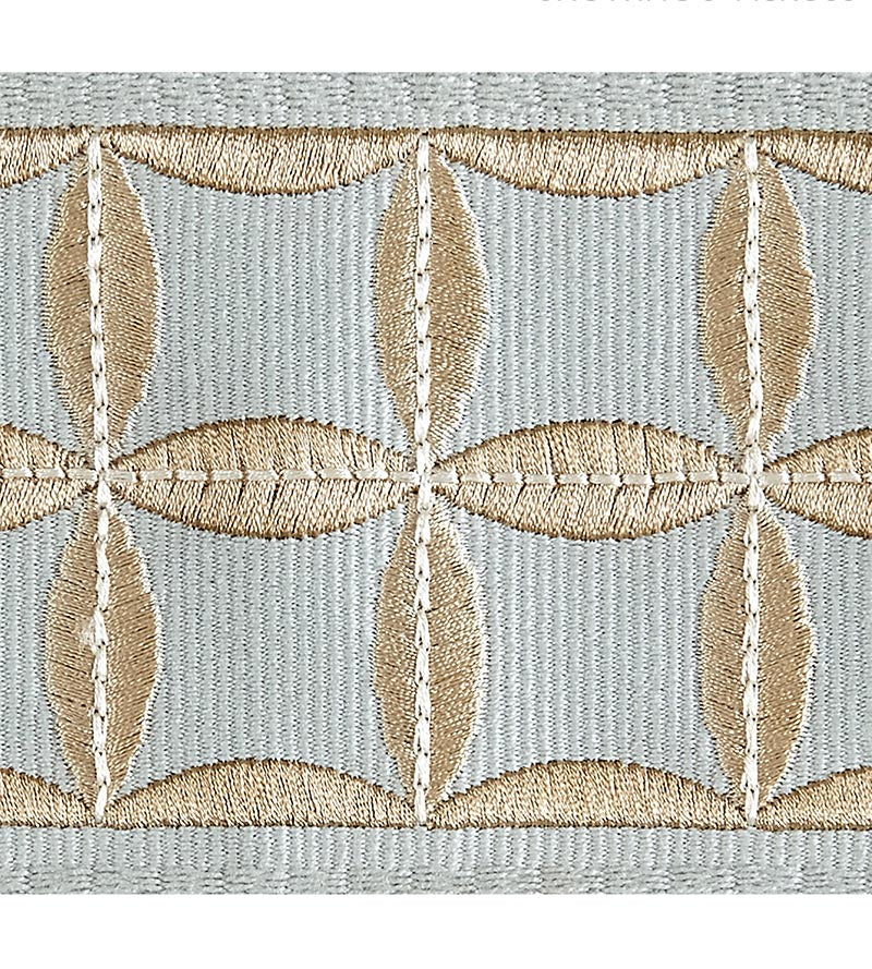 Scalamandre Fiori Embroidered Tape Aquamarine Trim SCT32880004
