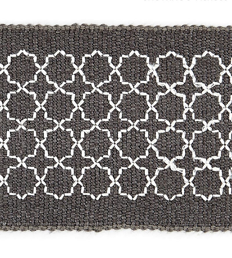 Scalamandre Seville Embroidered Tape Charcoal Trim SCT32890004