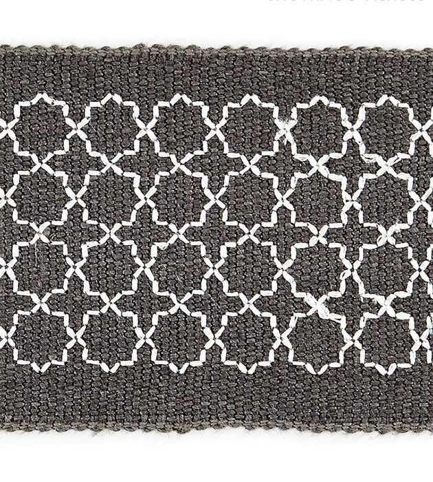 Scalamandre Seville Embroidered Tape Charcoal Trim Sample SCT32890004
