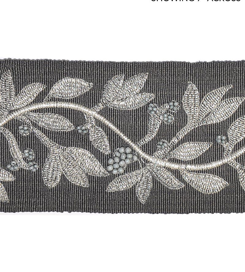Scalamandre Laurel Embroidered Tape Charcoal Trim SCT32920004