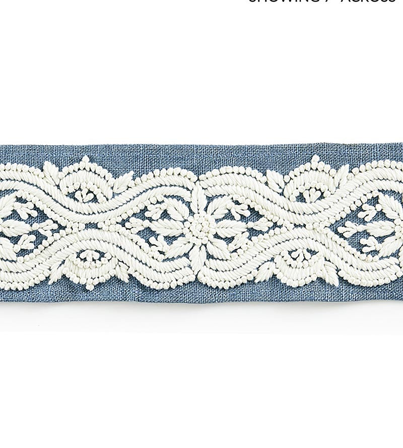 Scalamandre Linnea Embroidered Tape Copenhagen Blue Trim SCT32980004
