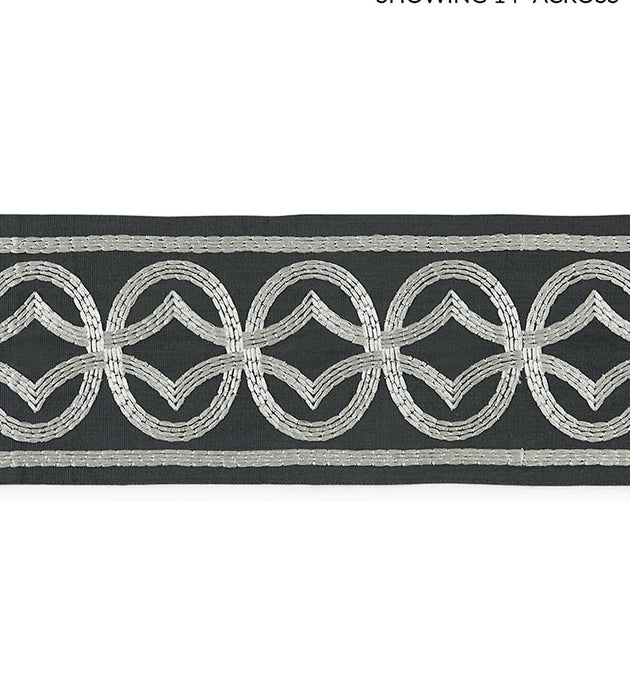 Scalamandre Athena Embroidered Tape Charcoal Trim Sample SCT33050004