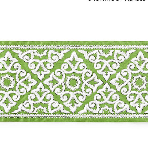 Scalamandre Ornamental Embroidered Tape Jade Trim Sample SCT33200004