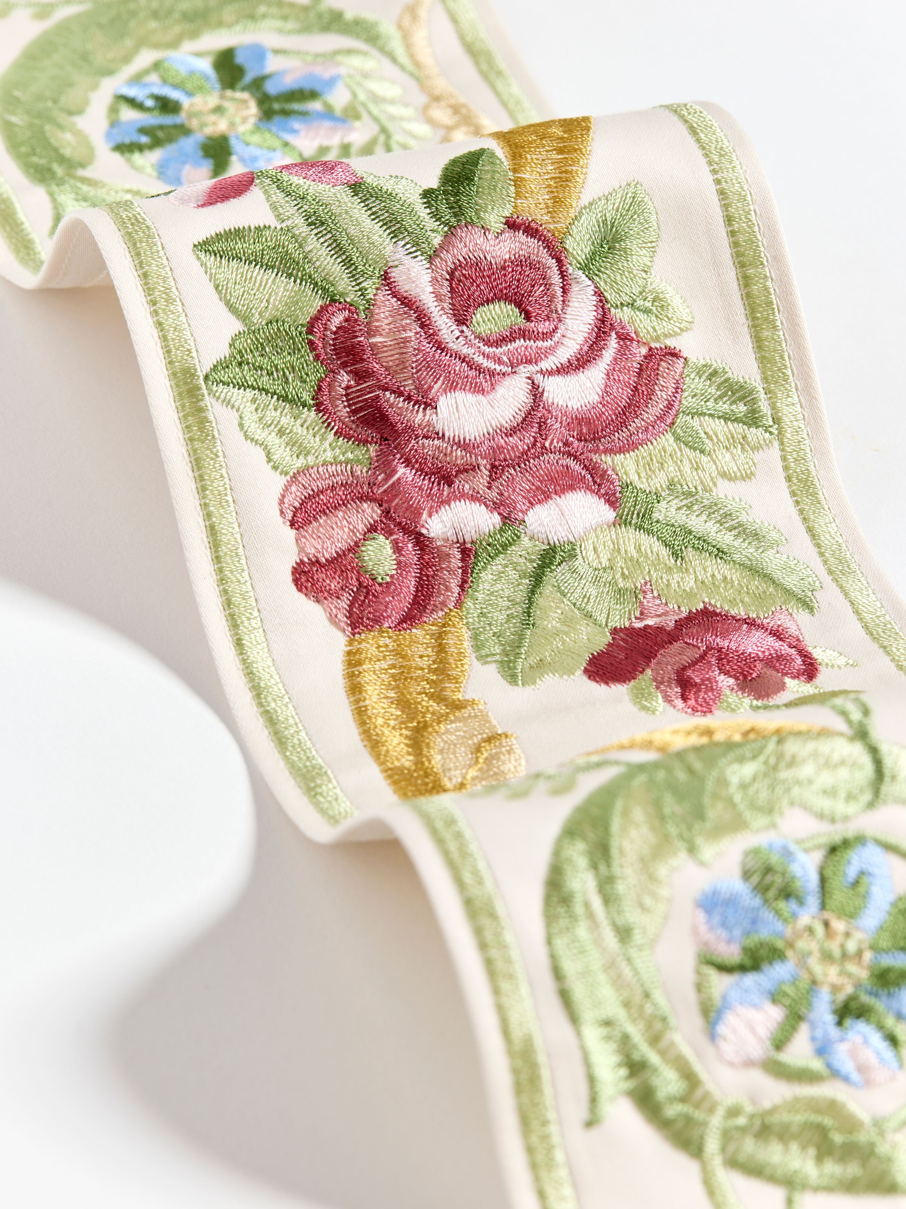 Scalamandre Reine Embroidered Tape Multi Bloom Trim Sample SCT33420004