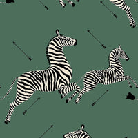 Scalamandre Zebras - Vinyl Serengeti Green Wallpaper SCWP81388MV0004