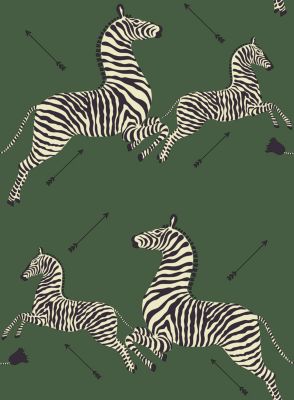 Scalamandre Zebras | Removable Serengeti Green Wallpaper SCWP81388PS0004