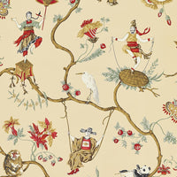 Scalamandre Ming Circus Multi On Tea Wallpaper SCWP816050004