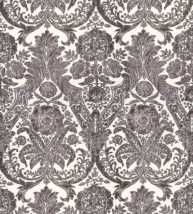 Scalamandre Luciana Damask Print Graphite Wallpaper Sample SCWP883540004