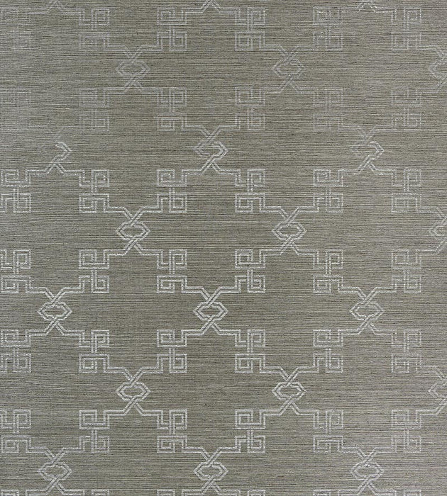 Scalamandre Suzhou Lattice Sisal Silver On Pewter Wallpaper Sample SCWP883740004