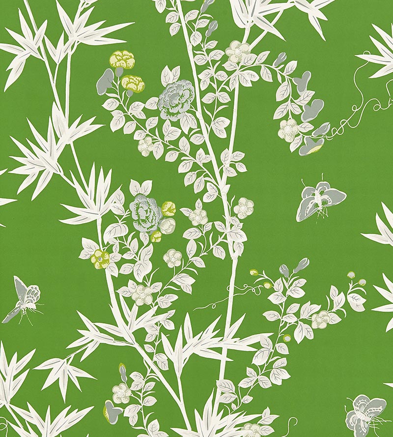 Scalamandre Jardin De Chine Jade Wallpaper Sample SCWP883750004