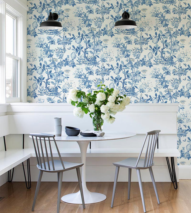 Scalamandre Shantung Garden - Removable Delft Wallpaper SCWP88377PS0004
