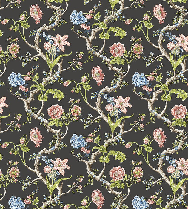 Scalamandre Andrew Jackson Floral Noir Wallpaper SCWP884320004