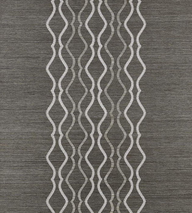 Scalamandre Valentina Embellished Sisal Sterling Wallpaper Sample SCWP884470004
