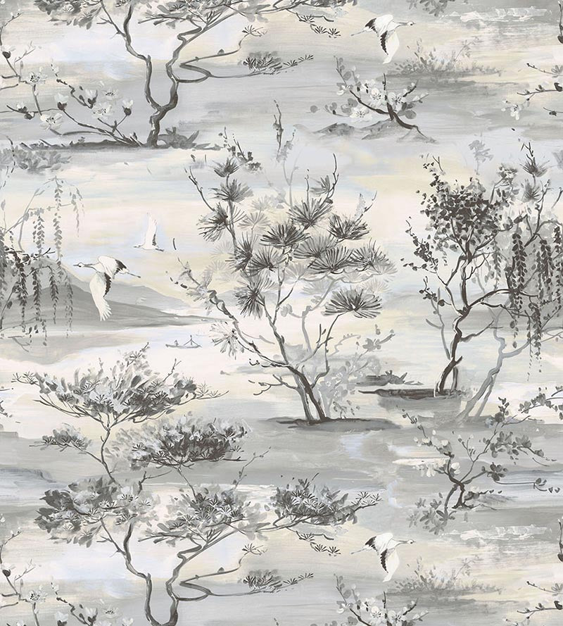 Scalamandre Sagimai Charcoal Wallpaper Sample SCWP884510004