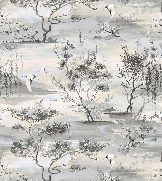 Scalamandre Sagimai Charcoal Wallpaper Sample SCWP884510004