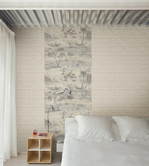 Scalamandre Sagimai Charcoal Wallpaper Sample SCWP884510004