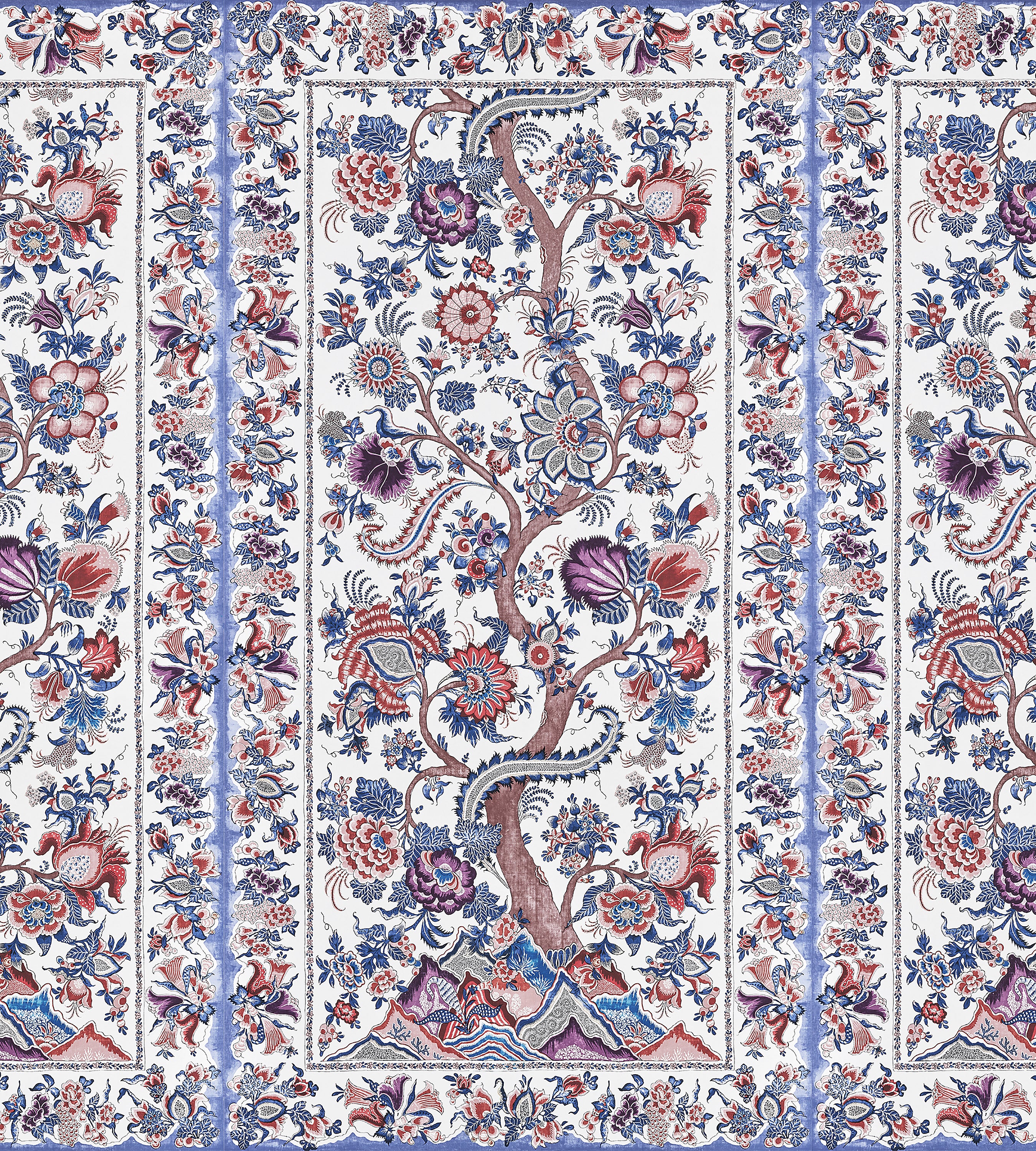 Scalamandre Metropolitan Palampore - Mural Red Multi Wallcovering Sample SCWP885670004