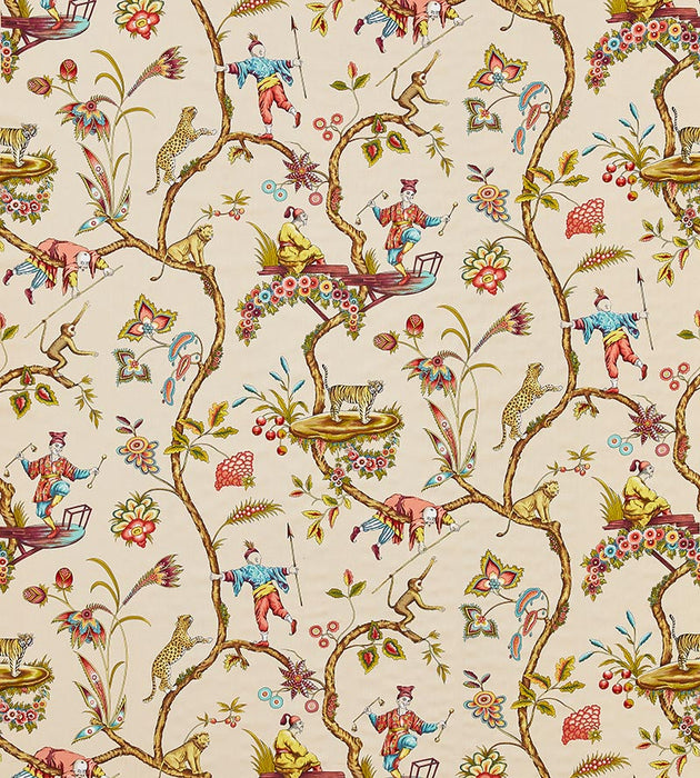 Scalamandre Chinoise Exotique Cotton Print Ecru Fabric SC162110005