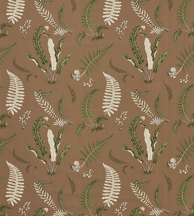 Scalamandre Elsie De Wolfe - Outdoor Greens On Brown Fabric Sample SC164250005